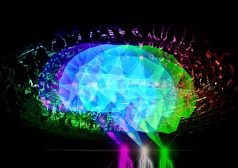 サイエンステクノロジーの概念で光輝く人工知能のイラスト