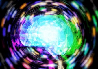 Obraz premium サイエンステクノロジーの概念で光輝く人工知能のイラスト