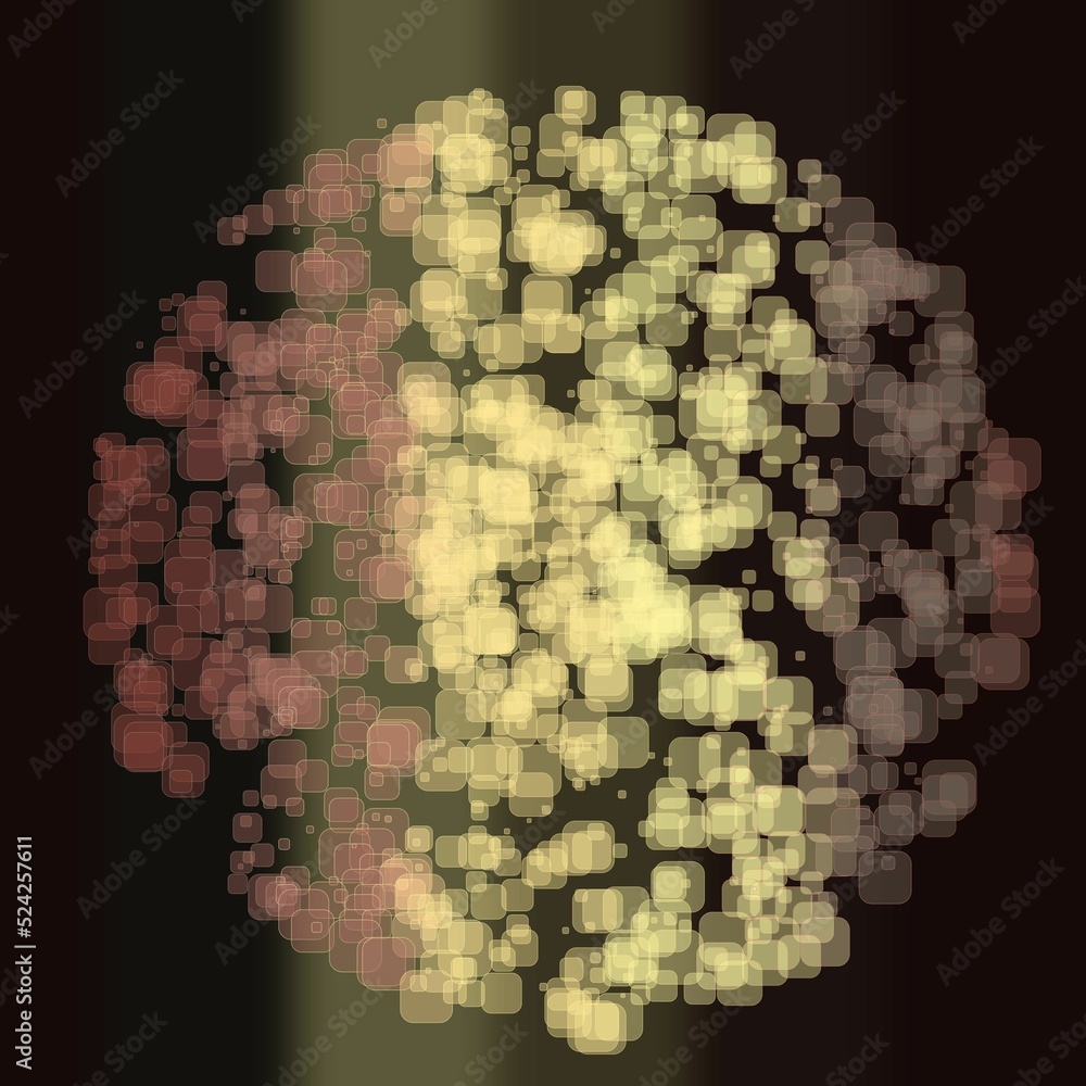 Aufkleber abstract geometric sphere of many square glittering in space explosion of confetti rounded square