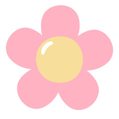 Cute Pink and Yellow Cartoon Flower Doodle Element