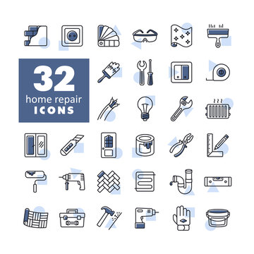 Set of building construction and home repair icons
