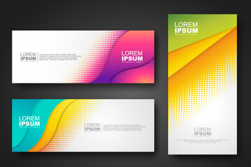 Banner set design template in trendy dynamic gradient colors