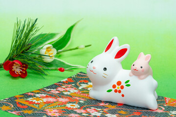 写真素材:令和5年・2023年の干支は卯（う・うさぎ）　卯年の年賀状素材（和風、和紙、千代紙、お正月小物等）