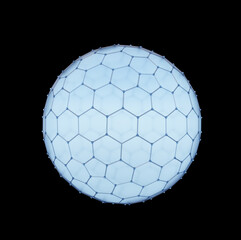 hexagon Globe sphere network of connections against plexus network on isolated on black background. global business technology concept. 3d illustration