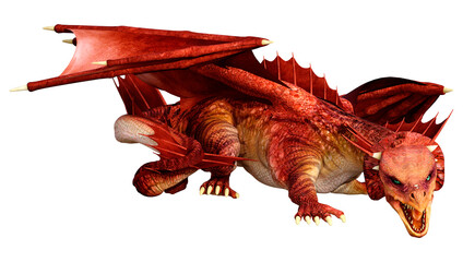 3D Rendering Fairy Tale Dragon on White