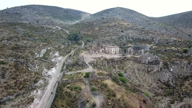 Footage over the ghost town in Real del Catorce in San Luis Potosi
