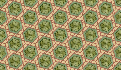 Abstract green floral seamless ornament. vintage decorative textile background illustration. Fashion fabric texture. Tribal floral motifs fashion style.