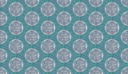 Wallpaper in the style of Baroque. Abstract ethnic ikat pattern. Geometric glitter  art deco texture. Design for background, wallpaper, illustration, fabric, clothing, batik, carpet, embroidery.