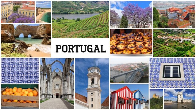 Portugal collage travel landmarks