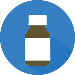 Medice bottle icon in circle. Concept of medicine and pharmacy.
