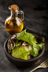 Lettuce salad mix in bowl.
