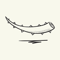 Aloe vera leaf.  Hand drawn vector illustration.