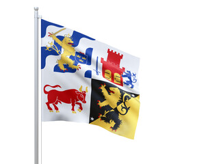 Vastra Gotalands (county in Sweden) flag waving on white background, close up, isolated. 3D render