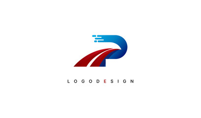 Initial Letter P Road, Highway Logo Design. Usable for Business and Industrial Company Logos.