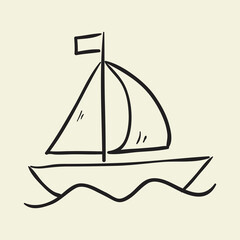 Sailing  boat sketch decorative element isolated vector illustration