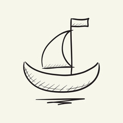 Sailing  boat sketch decorative element isolated vector illustration