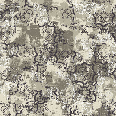 Arabesque baroque elements abstract wallpaper grunge vector seamless pattern