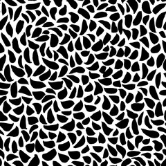 Simple geometric seamless pattern with dashes. Black paint curved dry brush strokes. Small and short uneven blots. Decorative vector texture for web, print or design. Brush grunge scribble strokes