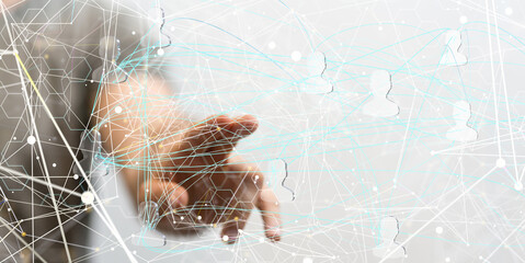  relation and organization structure. Social media. Business and communication technology concept