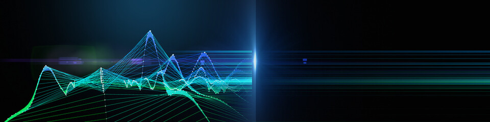 Abstract  background graph grid with color blurred lines.  Presentation concept of 3d algorithms.  Banner for business, science and technology. Big Data.