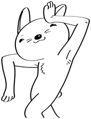 うさぎが踊っているようなファンタジーポーズをしているイラスト