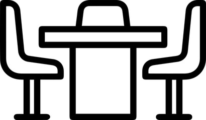 meeting room, chair and tables for two people vector illustration isolated on white background - linear, outline and minimalist style.