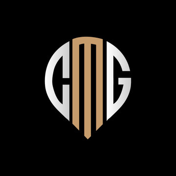 CMG logo monogram isolated on circle element design template, CMG letter logo design on black background. CMG creative initials letter logo concept. CMG letter design.
