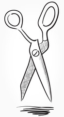Hand-drawn vector drawing of a scissors