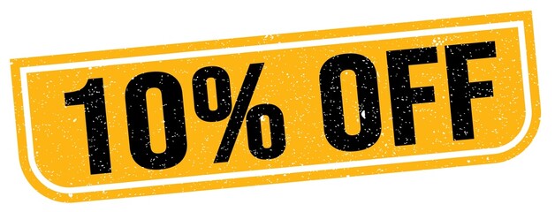 Fototapeta premium 10% OFF text written on yellow-black stamp sign.