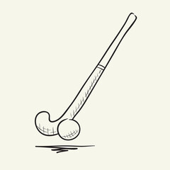 Stick and the ball for field hockey. Hand drawn vector illustration.