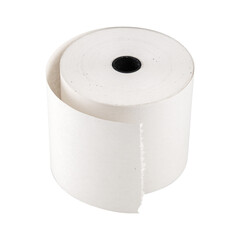 Paper roll for use in cashier machine, refill. Isolated.