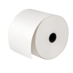 Paper roll for use in cashier machine, refill. Isolated.