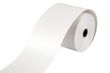 Paper roll for use in cashier machine, refill. Isolated.