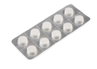 pills in packaging sheets or blister isloated backgroung