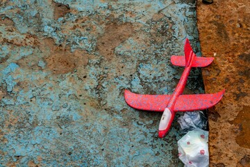 A red toy plane was disposed of at a junk yard in Singapore.