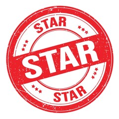STAR text written on red round stamp sign