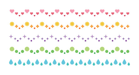Flower, star, heart, rain, circle shape border line illustration graphic set.