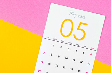 Calendar May 2023 on beautiful background.