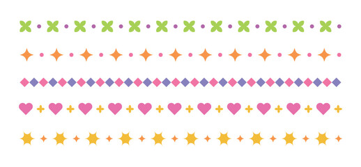Flower, star, heart, square border line illustration graphic set.