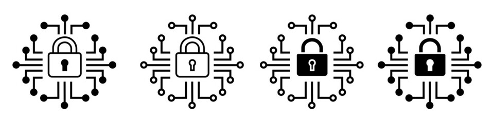 Digital lock vector icon set. Locked illustration sign collection. Security logo. Password symbol.