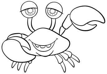 Crab. Element for coloring page. Cartoon style.