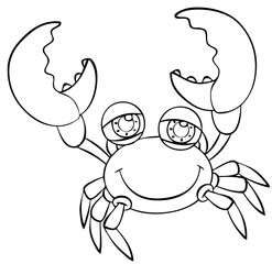 Crab. Element for coloring page. Cartoon style.