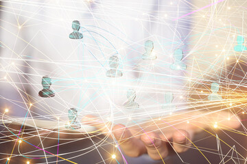 Global network. Blockchain. 3D illustration. Neural networks and artificial intelligence. Abstract