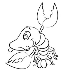 Crayfish. Element for coloring page. Cartoon style.