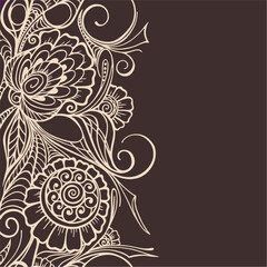 beige graphic pattern on brown background, seamless pattern border, texture, design