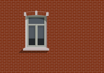 Fond de mur de briques avec une fenêtre sur la façade d’une maison.