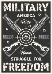 Military guns vintage monochrome poster