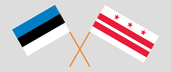 Crossed flags of Estonia and District of Columbia. Official colors. Correct proportion