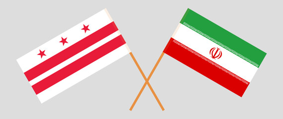 Crossed flags of District of Columbia and Iran. Official colors. Correct proportion