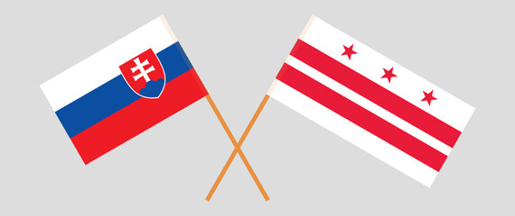 Crossed flags of Slovakia and District of Columbia. Official colors. Correct proportion